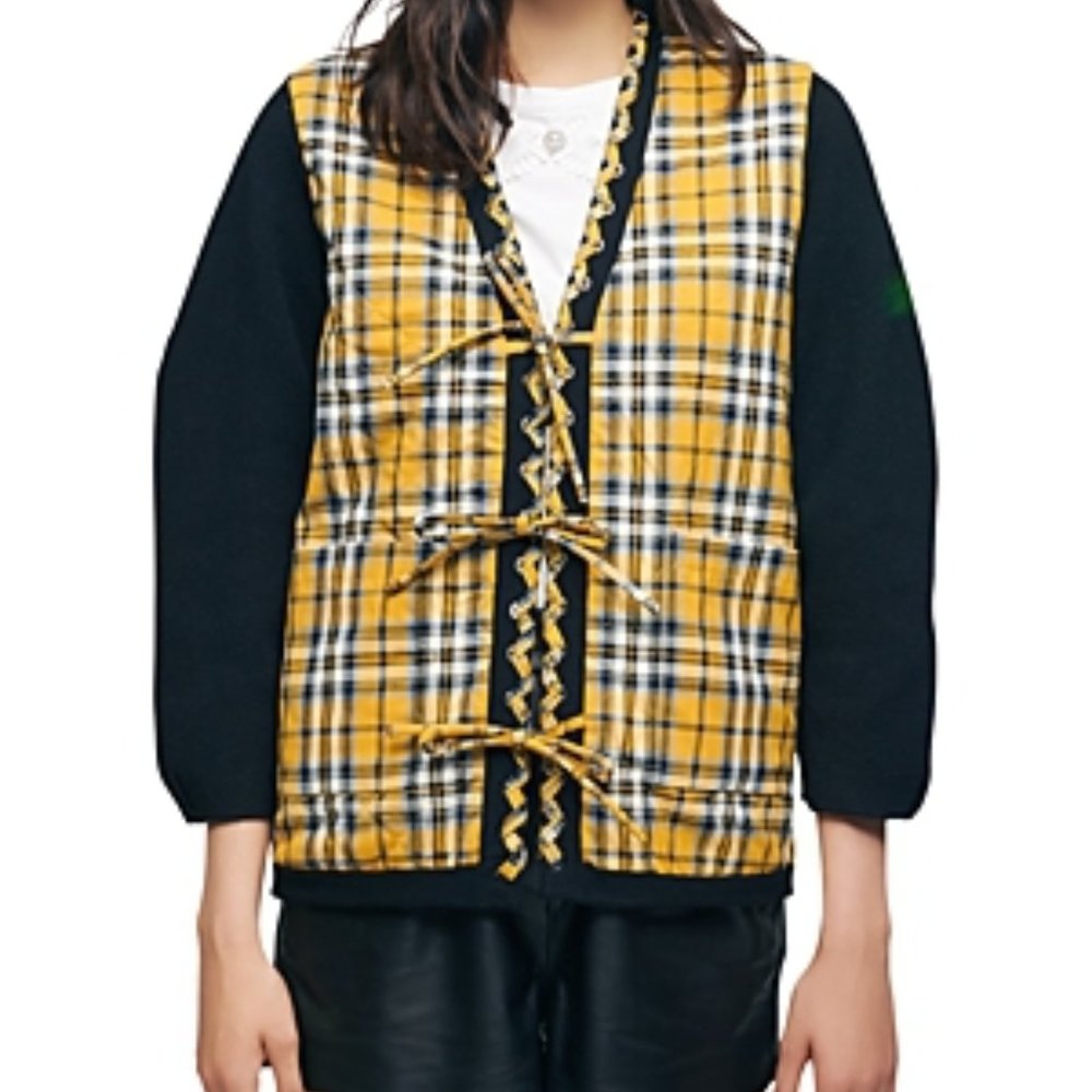 MAJE  Reversible Quilted Check Jacket - Yellow 3